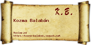 Kozma Balabán névjegykártya