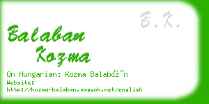 balaban kozma business card